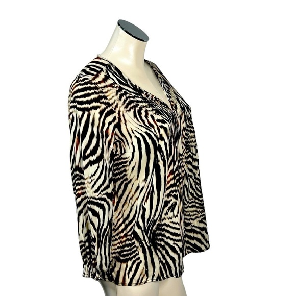 LIVERPOOL Los Angeles Animal Print V-neck Peasant Blouse Top Size M - Picture 5 of 16